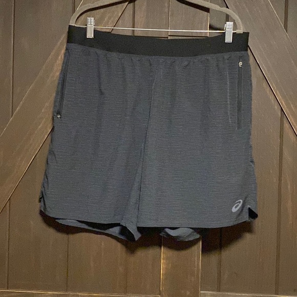 Asics XL running charcoal gray athletic shorts with inside liner - Picture 1 of 7